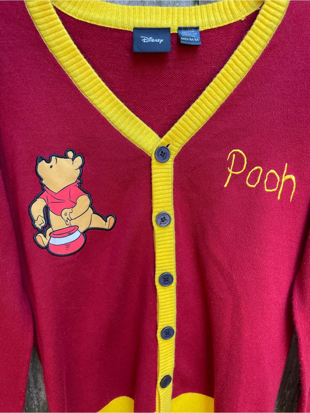 Disney Red and Yellow Winnie the Pooh Knit Cardigan - Picture 2 of 6